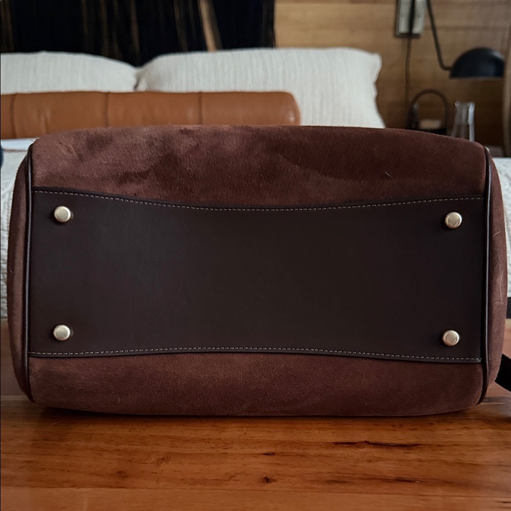 Coach Large Rowan Dark Brown Suede Satchel - Picture 6 of 8